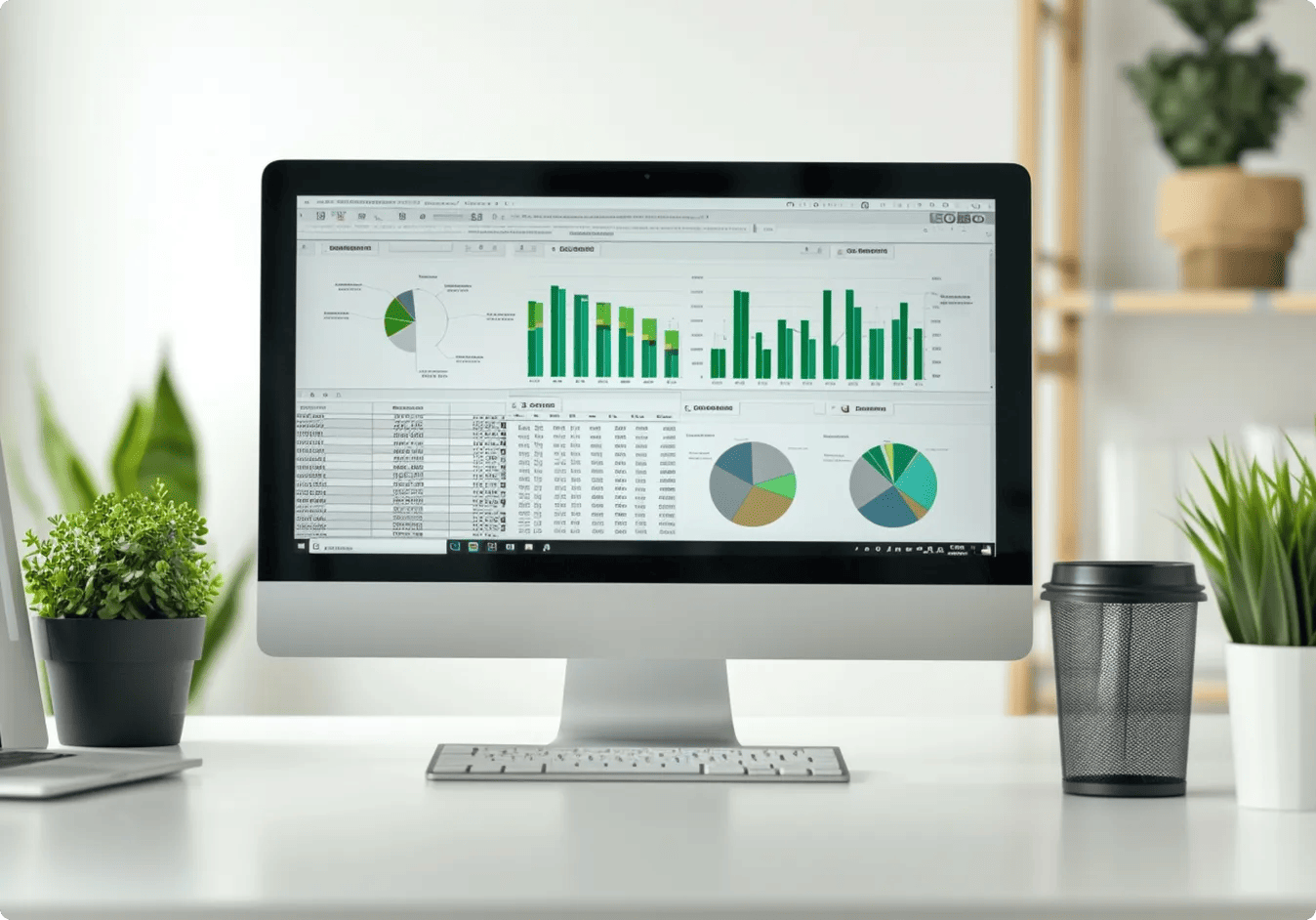 G-tech excel project dashboard concept all one computer monitor generated ai 1