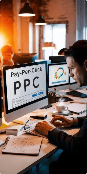 G-tech ppc pay per click concept businessman working concept 1 1