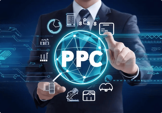 G-tech ppc pay per click concept businessman working concept 2 1